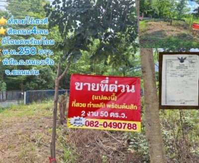 ขายถูกมาก!! ที่ดินเปล่า 250.7 ตร.ว. ติดถนน 4 เลน ทำเลทอง อ.หนองเรือ จ.ขอนแก่น ใกล้ตลาดเทศบาล โรงพยาบาลฯ - รูปที่ 2
