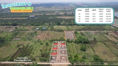 ขายที่ดินคลอง 10 ซอยคุณหญิง เฟส 3 แปลง D 699 ตร.ว. ติดแนวคลองแอลและถนนคอนกรีตสาธารณะ ราคา 1677600 บาท - รูปที่ 3