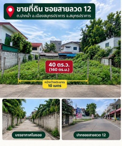 ายที่ดินสายลวด 1/8 เมืองสมุทรปราการ 40 ตร.ว. หน้ากว้าง 10 ม. ใกล้สุขุมวิท เหมาะสร้างบ้าน - รูปที่ 3