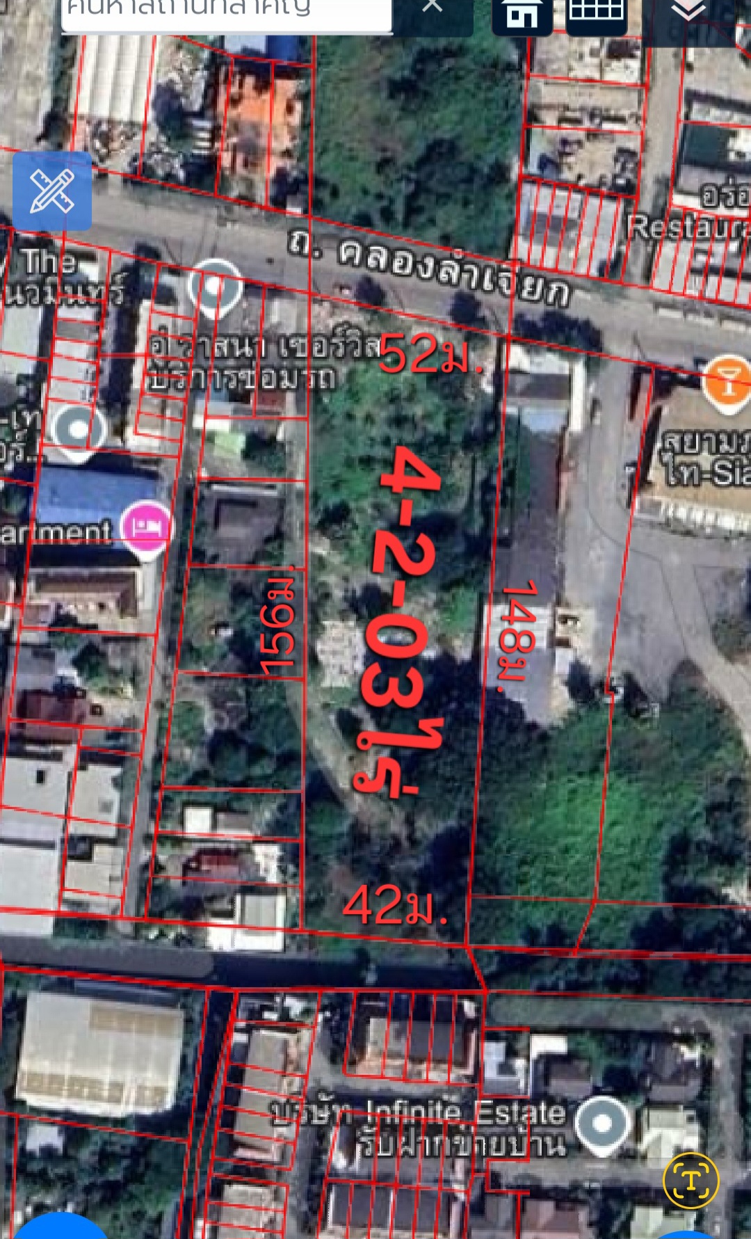 ขายที่ดิน4-2-03ไร่ ติดถนนคลองลำเจียก ใกล้ถนนเกษตรนวมินทร์ ถนนเลียบด่วนเอกมัยรามอินทรา ทำเลดี