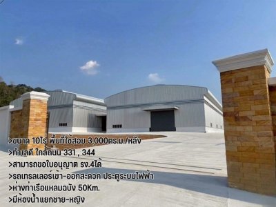 ขาย/เช่าโรงงาน สร้างใหม่ พื้นที่ 10-1-36ไร่ พร้อมอาคาร 2 หลัง บ้านบึง ชลบุรี