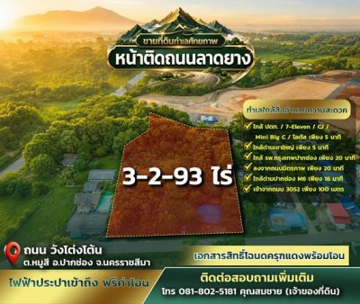 ขายที่ดิน ทำเลศักยภาพ 3 ไร่ 2 งาน 93 ตารางวา หมู่สี–เขาใหญ่ หน้าติดถนนลาดยาง | หลังติดคลอง - รูปที่ 2